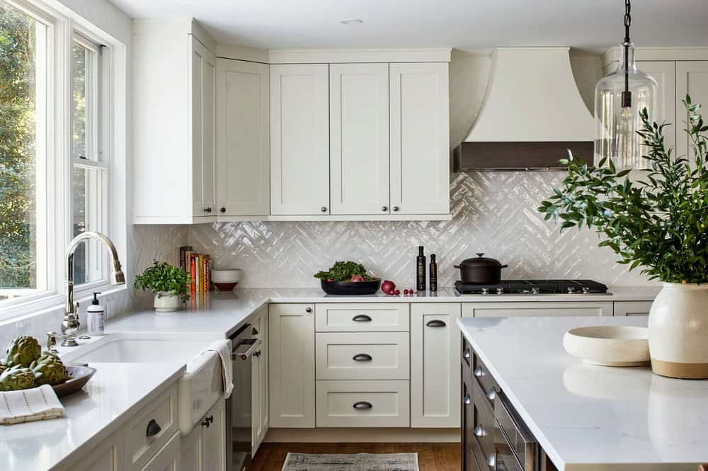 country farmhouse white kitchen cabinets