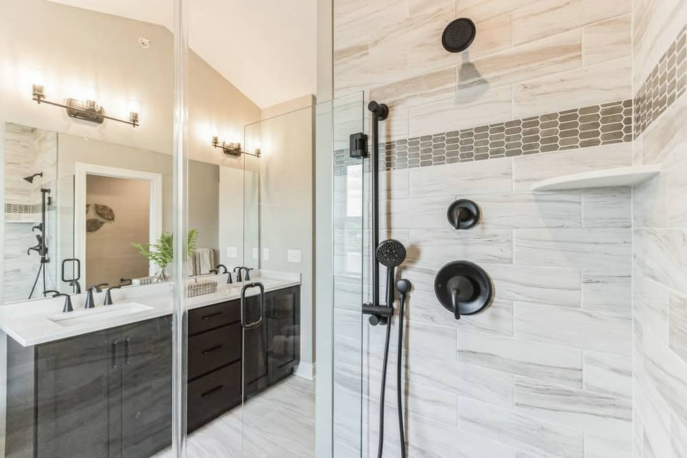 tile accents in shower
