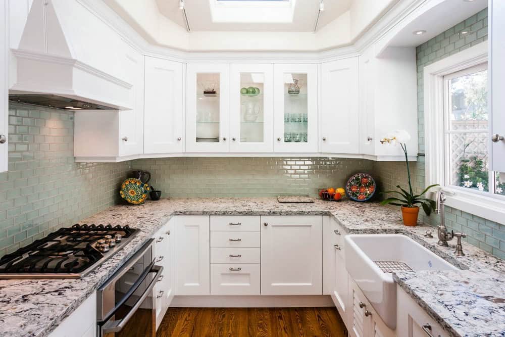 farmhouse kitchen white shaker cabinets
