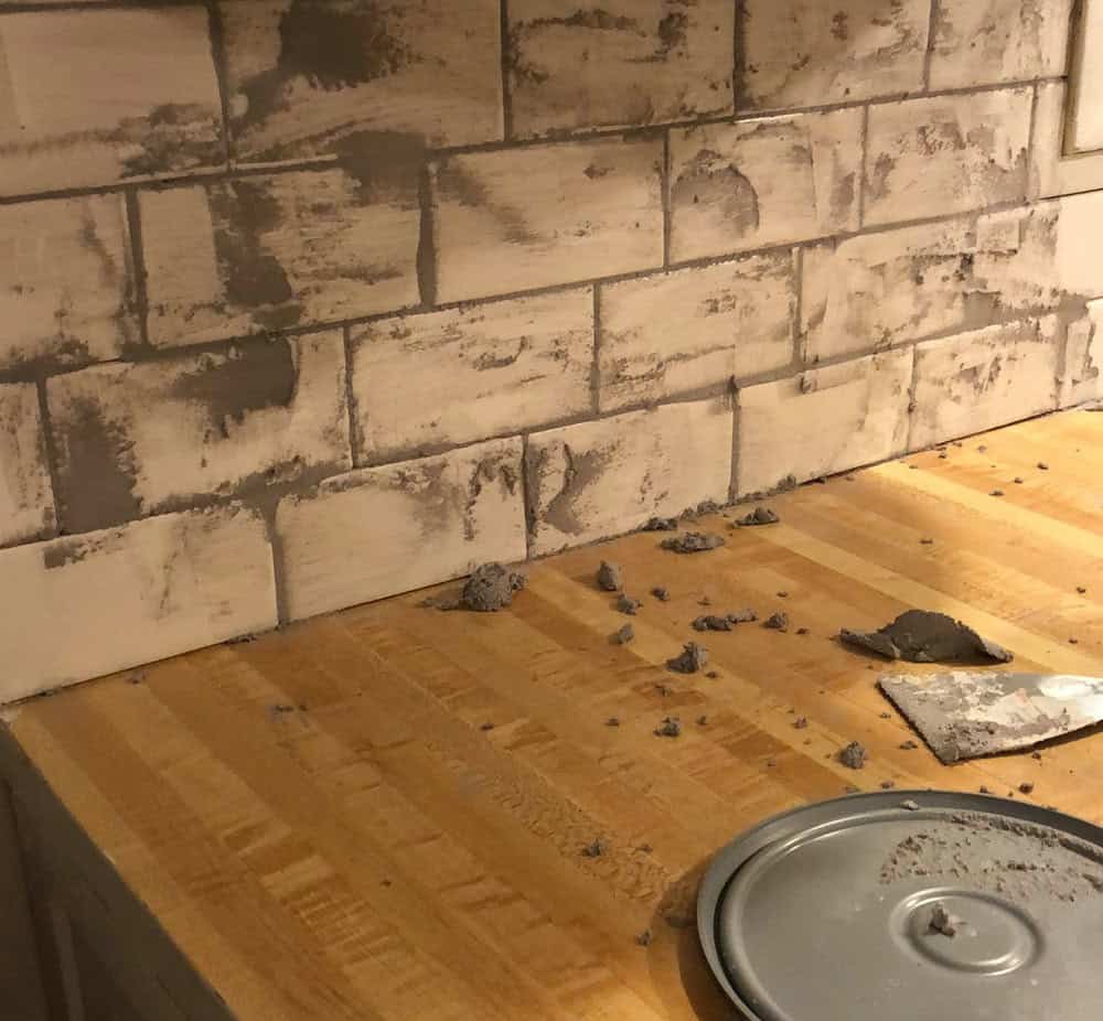grouting kitchen backsplash