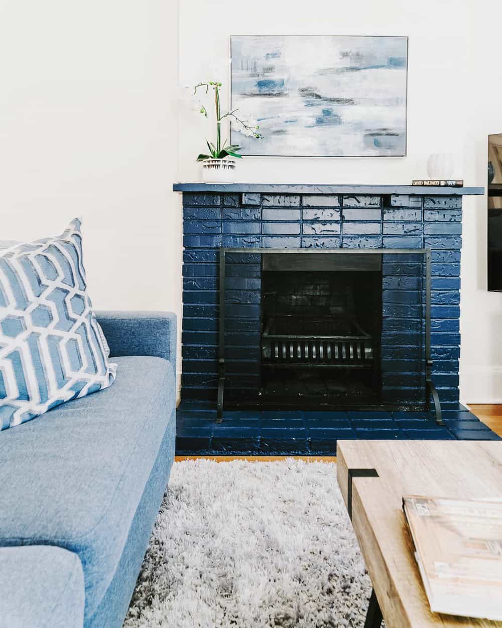 blue electric fireplace