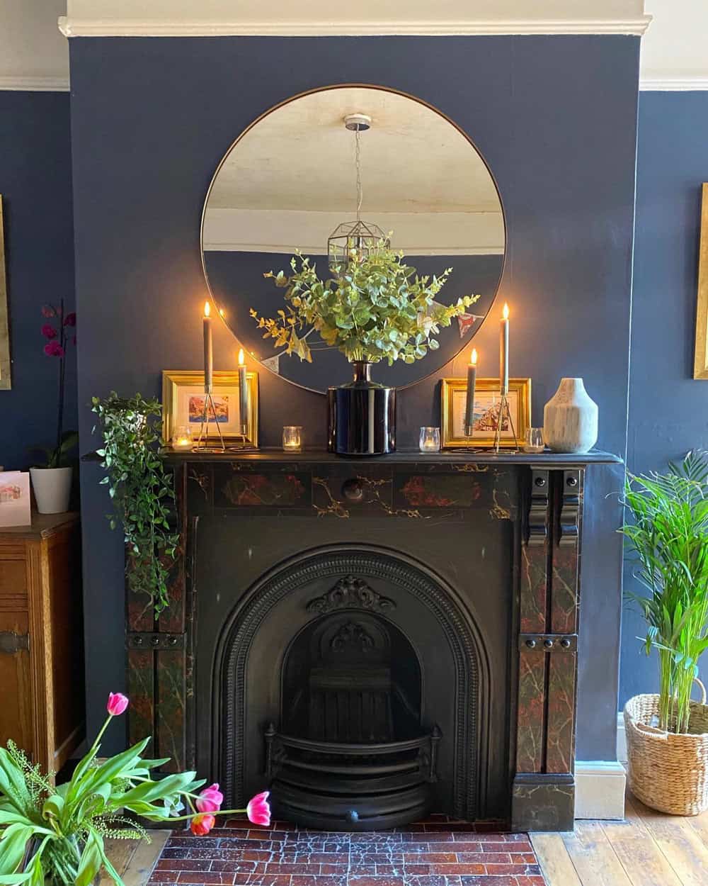 navy blue electric fireplace