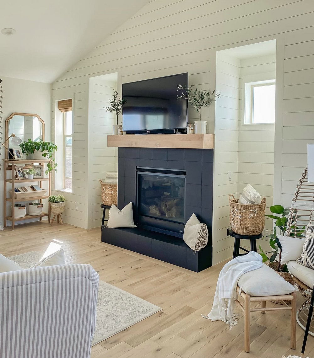 navy blue fireplace mantel