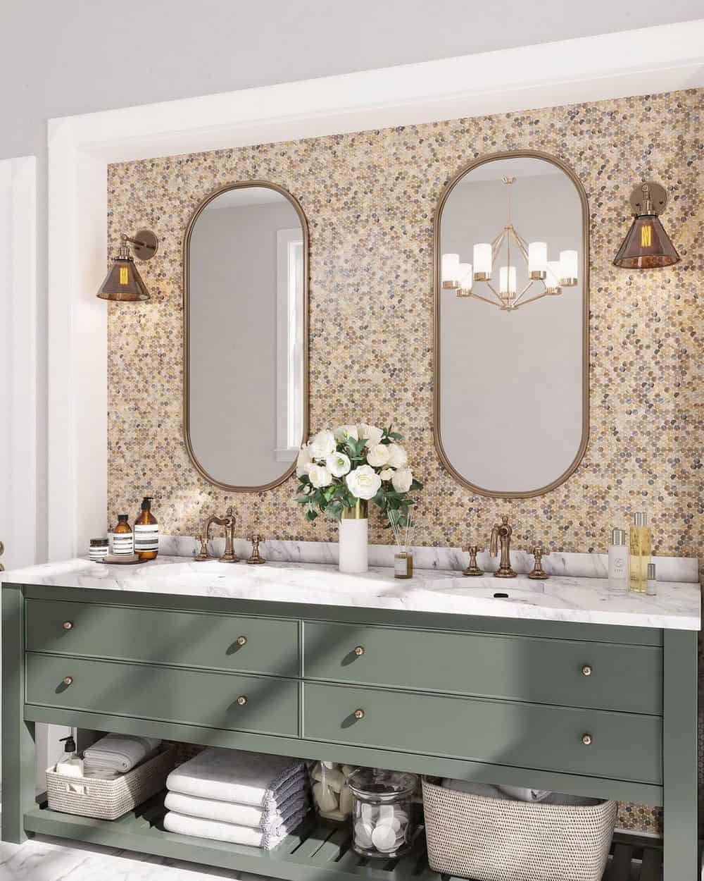 sage colored bathroom