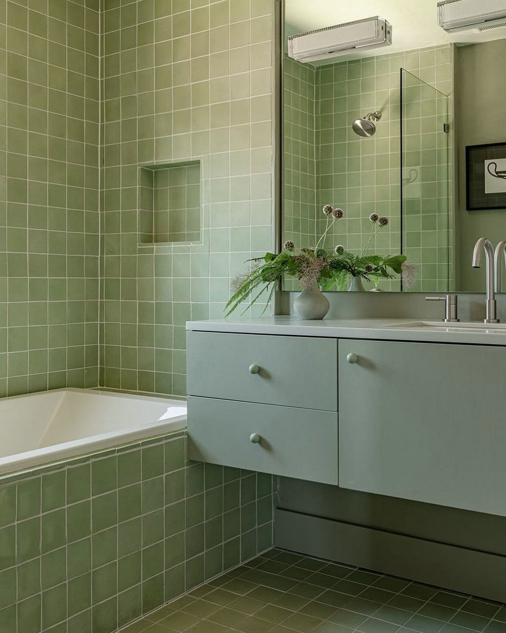 light sage green bathroom