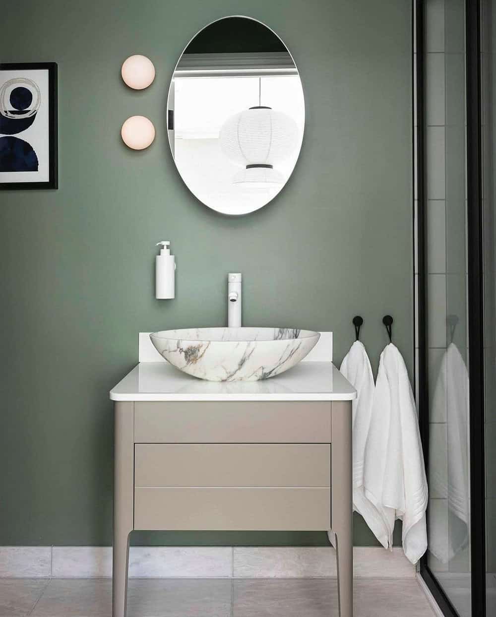 sage green powder room