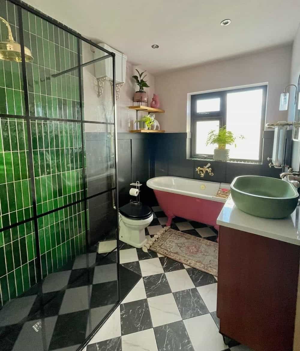 farmhouse shower tile