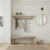 Asian Statuary marble subway tiles on a minimalist entryway accent wall