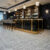 Luxury bar lounge featuring fan pattern marble commercial floor tile