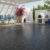 Modern Mediterranean patio floor featuring dark grey slate outdoor tile