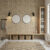 Textured geometric peel and stick tile accent wall in entryway mudroom