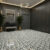 Geometric waterjet marble floor in a luxury modern entryway mudroom