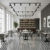 Modern restaurant dining area featuring Verve geometric waterjet marble flooring