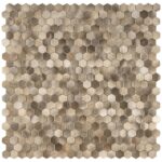 Wooden peel and stick hexagon wall tile in neutral tones for easy home decor updates.