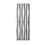 Reflective silver geometric wall mirror.