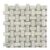 White marble mosaic tile with a woven pattern, smooth texture, and glossy finish.