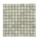 Cream marble mosaic tile with smooth texture and subtle gray veining.