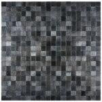 Black peel and stick wall tile for easy DIY backsplash updates.