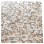 Beautiful oyster shell tile with iridescent pearl finish for elegant interior decor.