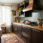Decorative peel and stick wall tile in a modern kitchen setting.