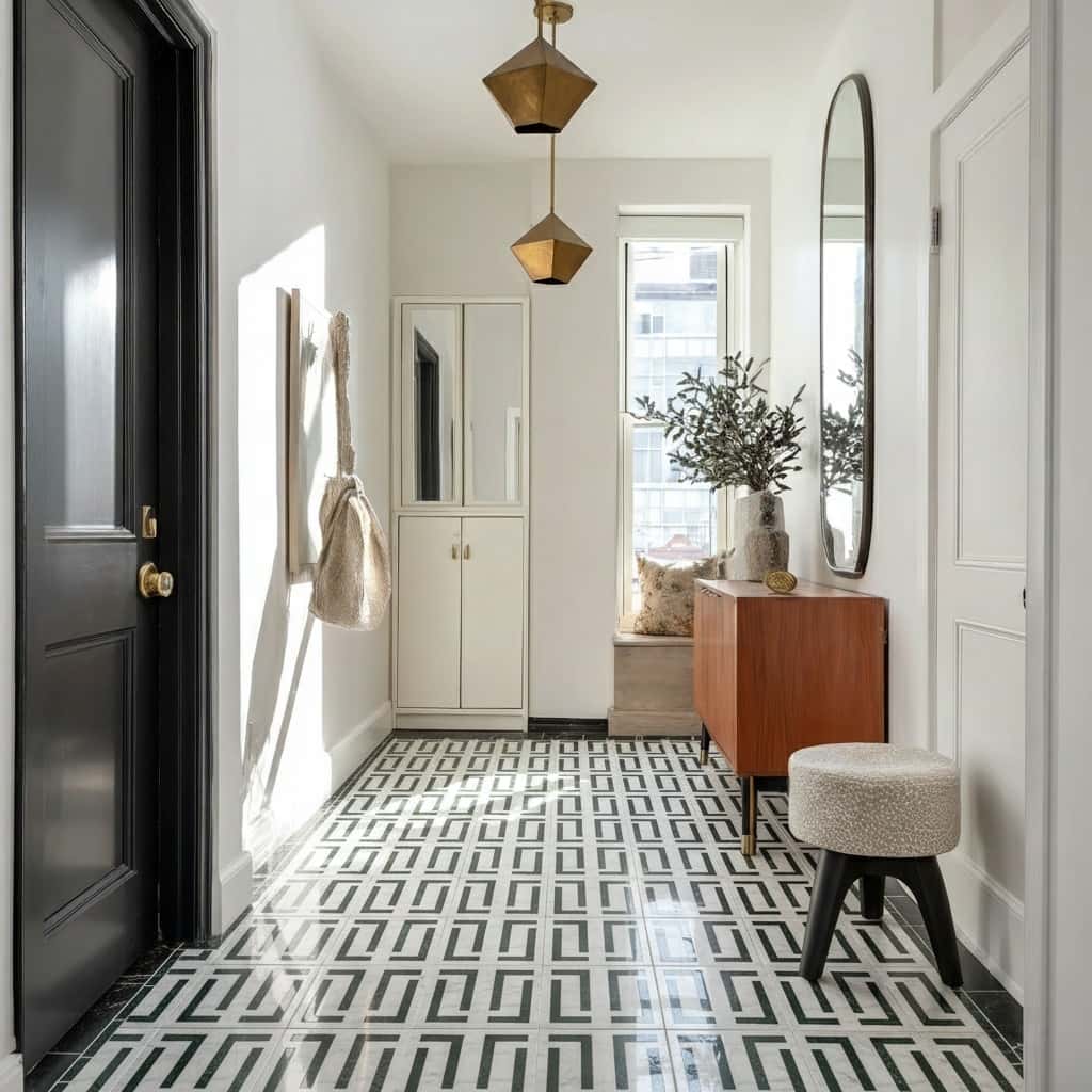 Describe tile color, texture, and.