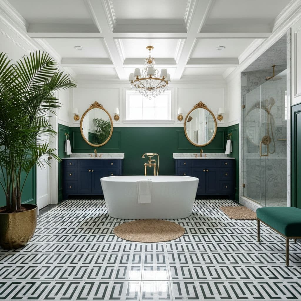 Describe tile color, texture, and.