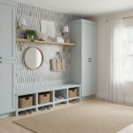 Entryway Bench Wall Blue Grey Marble Peel And Stick Tile