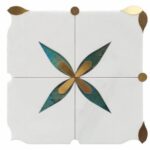 Colorful butterfly design with blue, brown, and beige tones on a white background.