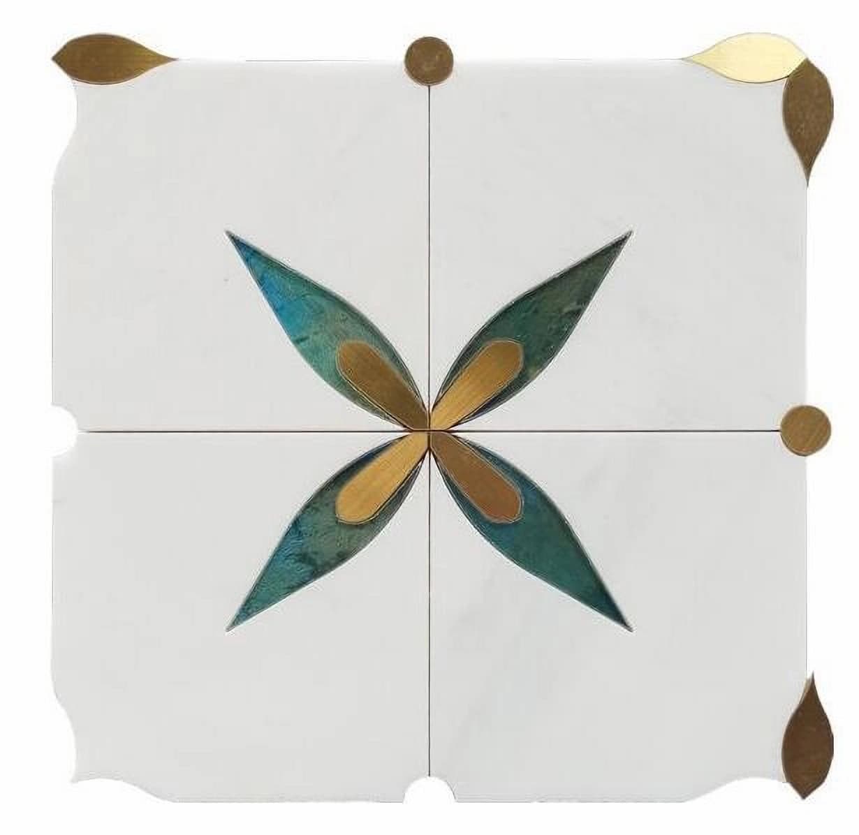 Colorful butterfly design with blue, brown, and beige tones on a white background.