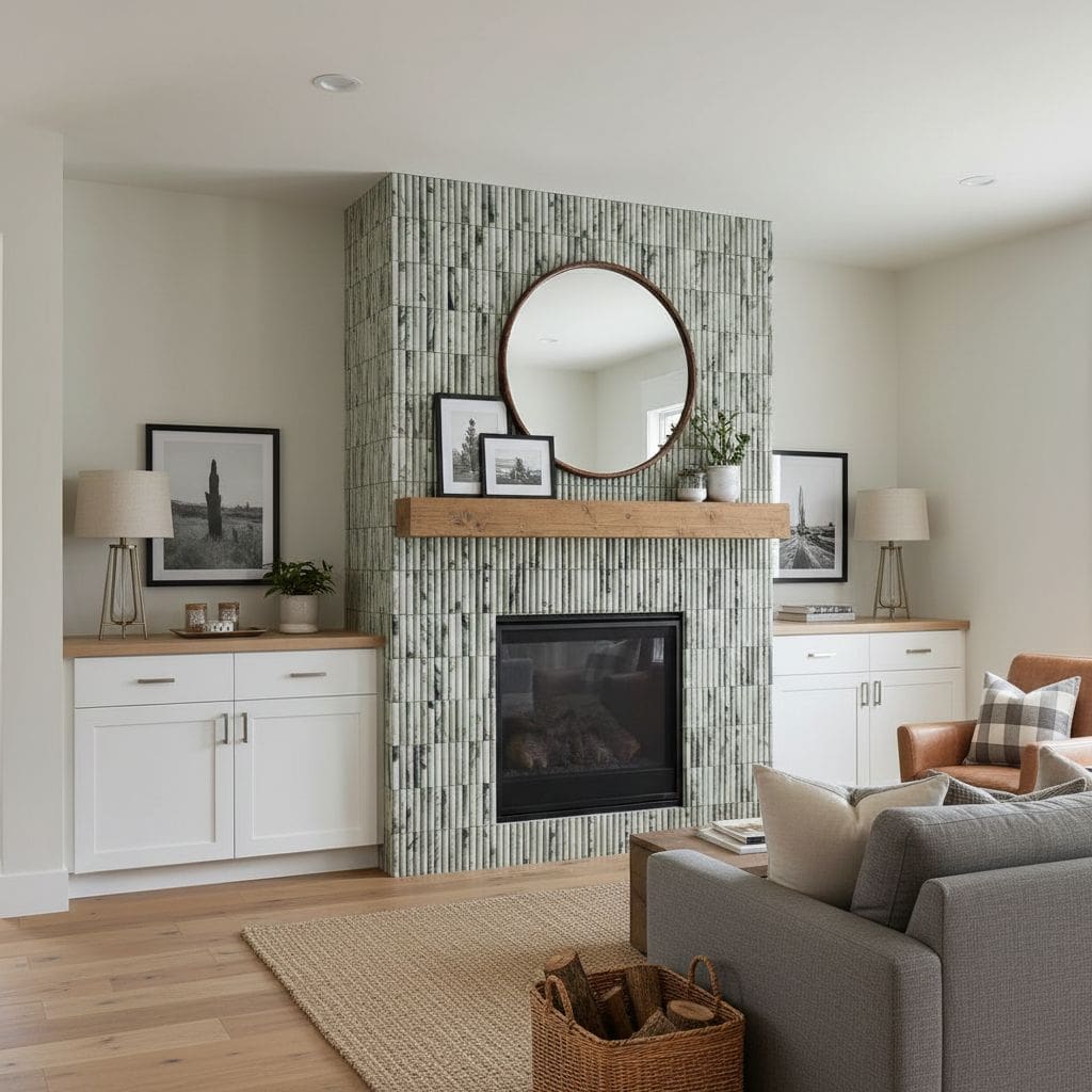 Describe tile color, texture, and.