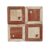 Decorative tile with red and beige stone materials, featuring a geometric pattern with small square accents.