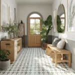 Describe tile color, texture, and.