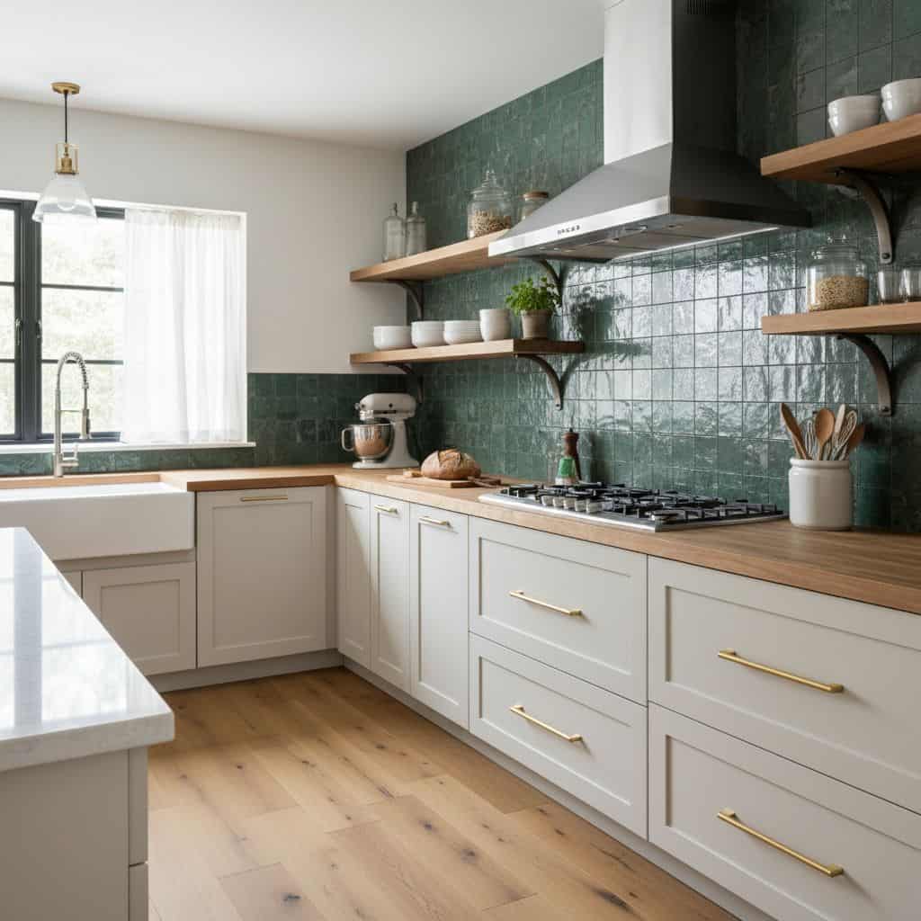 Apply peel and stick wall tile in a modern kitchen setting.