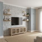 Living Room TV Wall Blue Grey Marble Peel And Stick Tile