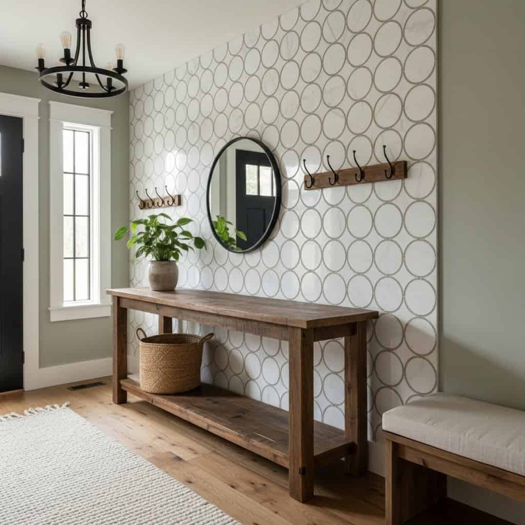 Describe tile color, texture, and.
