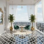 Elegant black and white patterned ceramic tiles with a glossy finish.