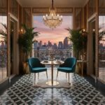 Elegant black and white geometric patterned marble tile, perfect for sophisticated interiors and stylish flooring.