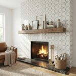 Light beige circular patterned wall tile with a smooth matte finish.