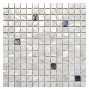 Nacre White MOP Gray Accent Backsplash Tile 3/4×3/4