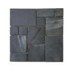 Dark gray slate tile with a textured surface and natural finish, arranged in a square pattern.