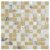 Colorful glass mosaic tile with beige, white, and decorative accents.