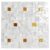 Up of a shell tile mosaic featuring mother of pearl and gold accents, showcasing a luxurious and shimmering surface.