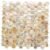 Up of hexagonal mother of pearl shell tiles showcasing iridescent, shimmering surfaces in a mosaic pattern.