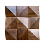 Wooden tile with pyramid pattern, smooth texture, and warm brown color.