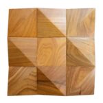 Wooden tile with natural light brown color and smooth texture, featuring geometric design with diagonal and square patterns.