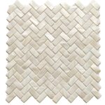 Elegant shell tile with a herringbone pattern, made from oyster shells, perfect for luxurious interior accents.
