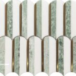 Green marble tile with a smooth, polished surface and natural veining.