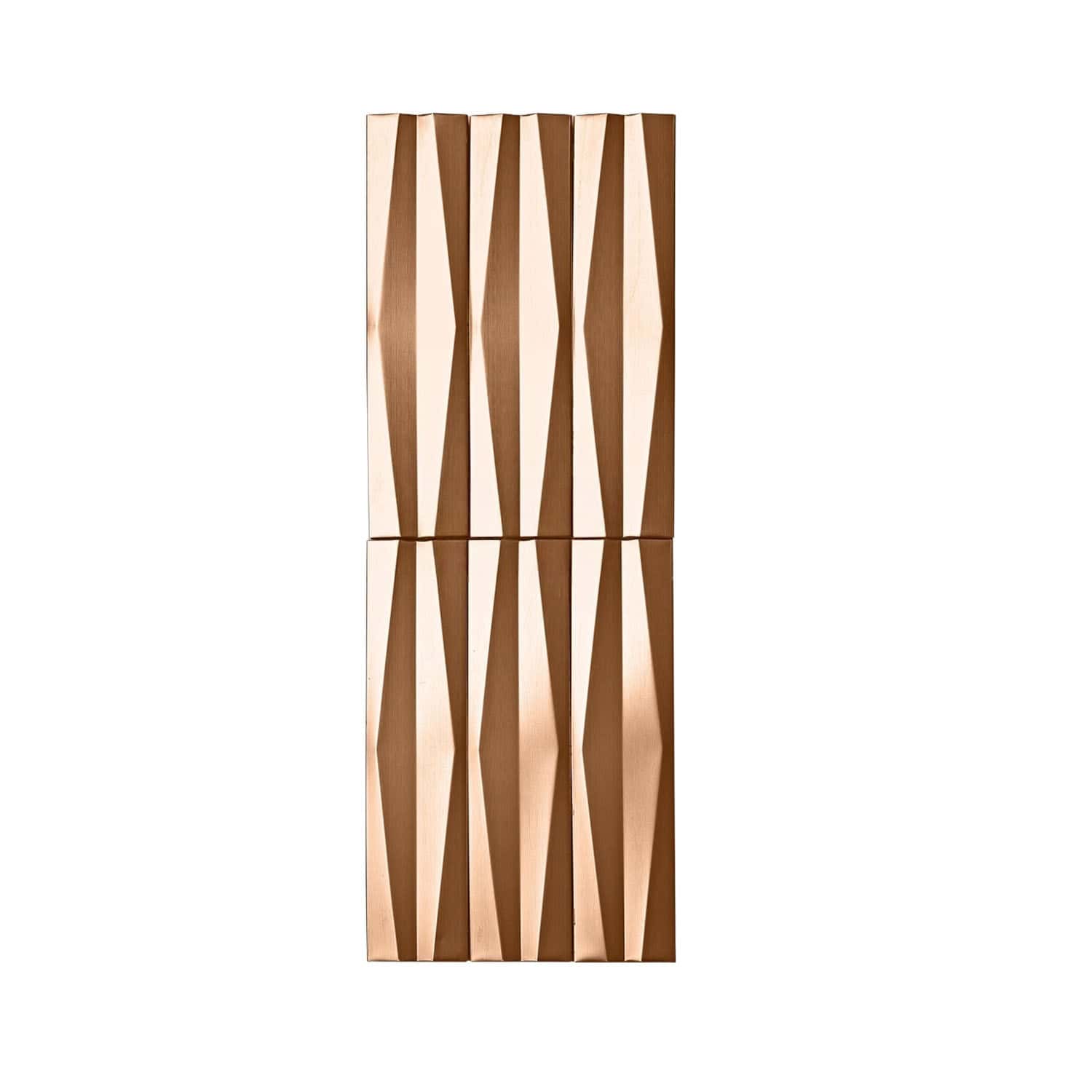 Wooden tile with a geometric pattern, warm brown tones, smooth texture, modern design.