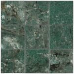 Nine-piece peel and stick wall tile with green marble design for easy home decor updates.