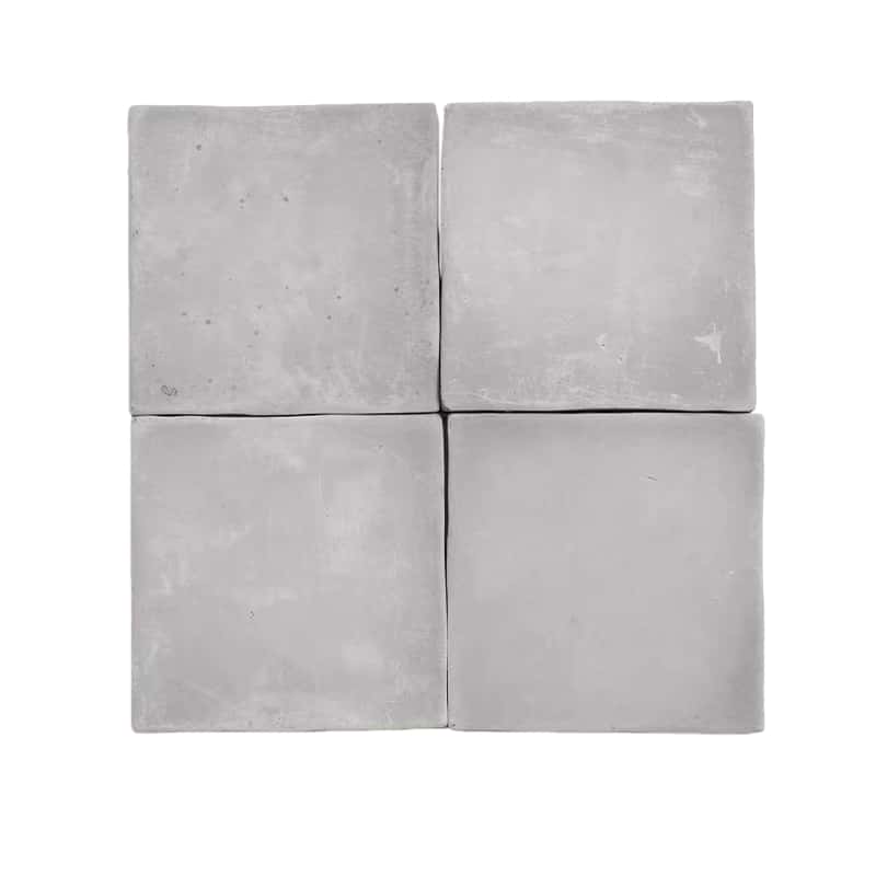 Light gray concrete tiles with smooth texture and matte finish.